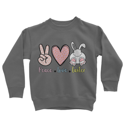 PEACE LOVE EASTER Classic Kids Sweatshirt - DirectlyPersonalised