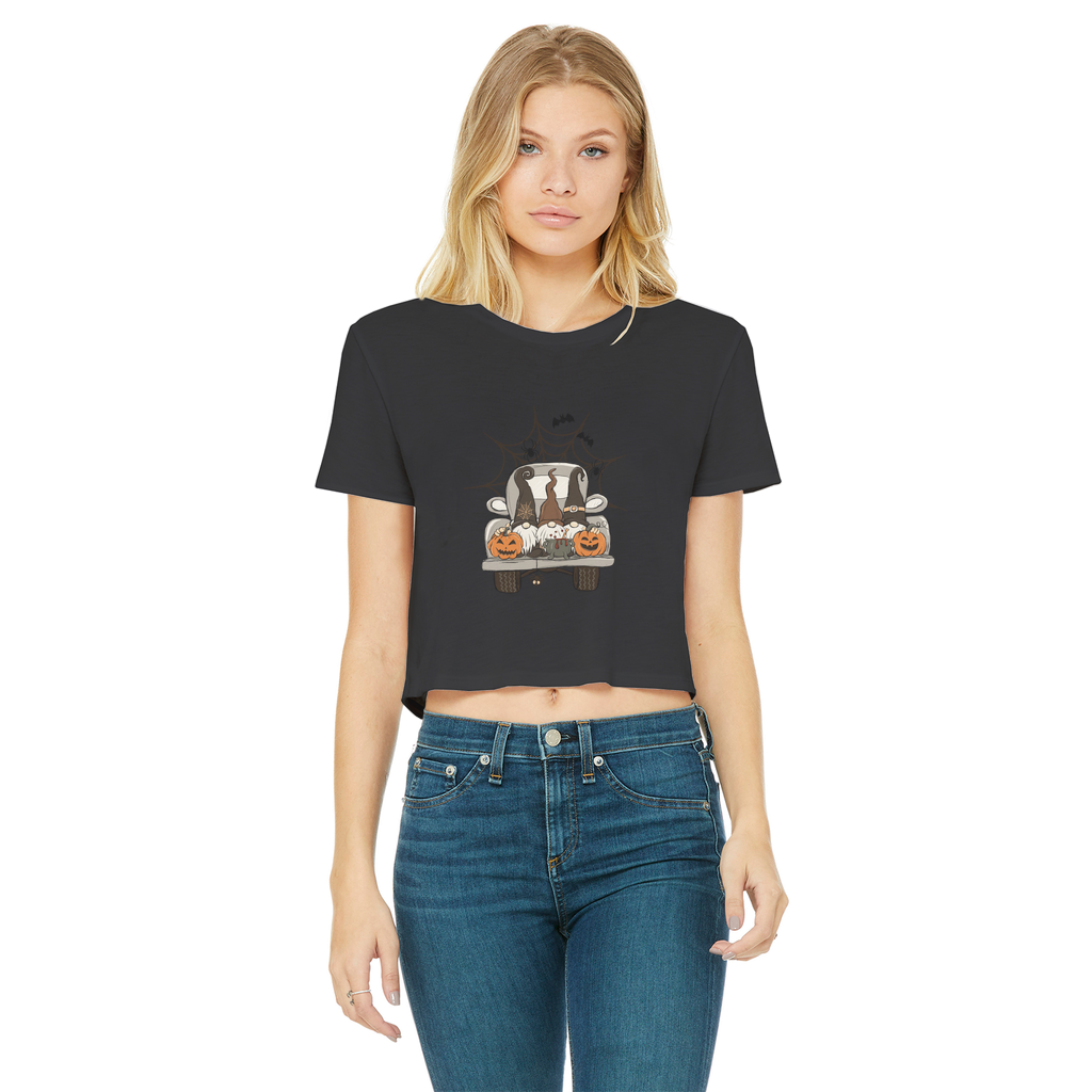 LETS GET SPOOKY Classic Women's Cropped Raw Edge T-Shirt