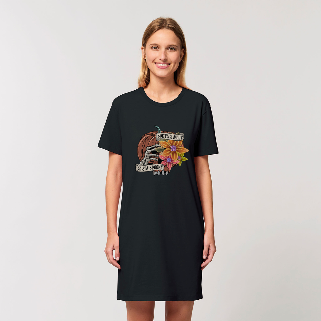 SORTA SWEET - SORTA SPOOKY Organic T-Shirt Dress - DirectlyPersonalised