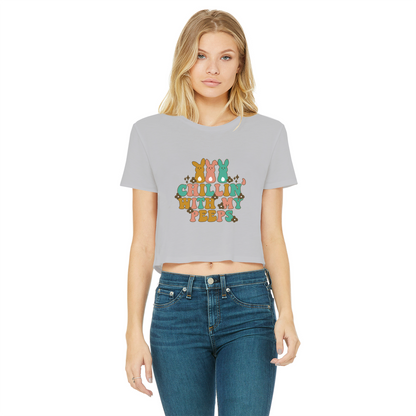 Chillin with my peeps Classic Women's Cropped Raw Edge T-Shirt - DirectlyPersonalised