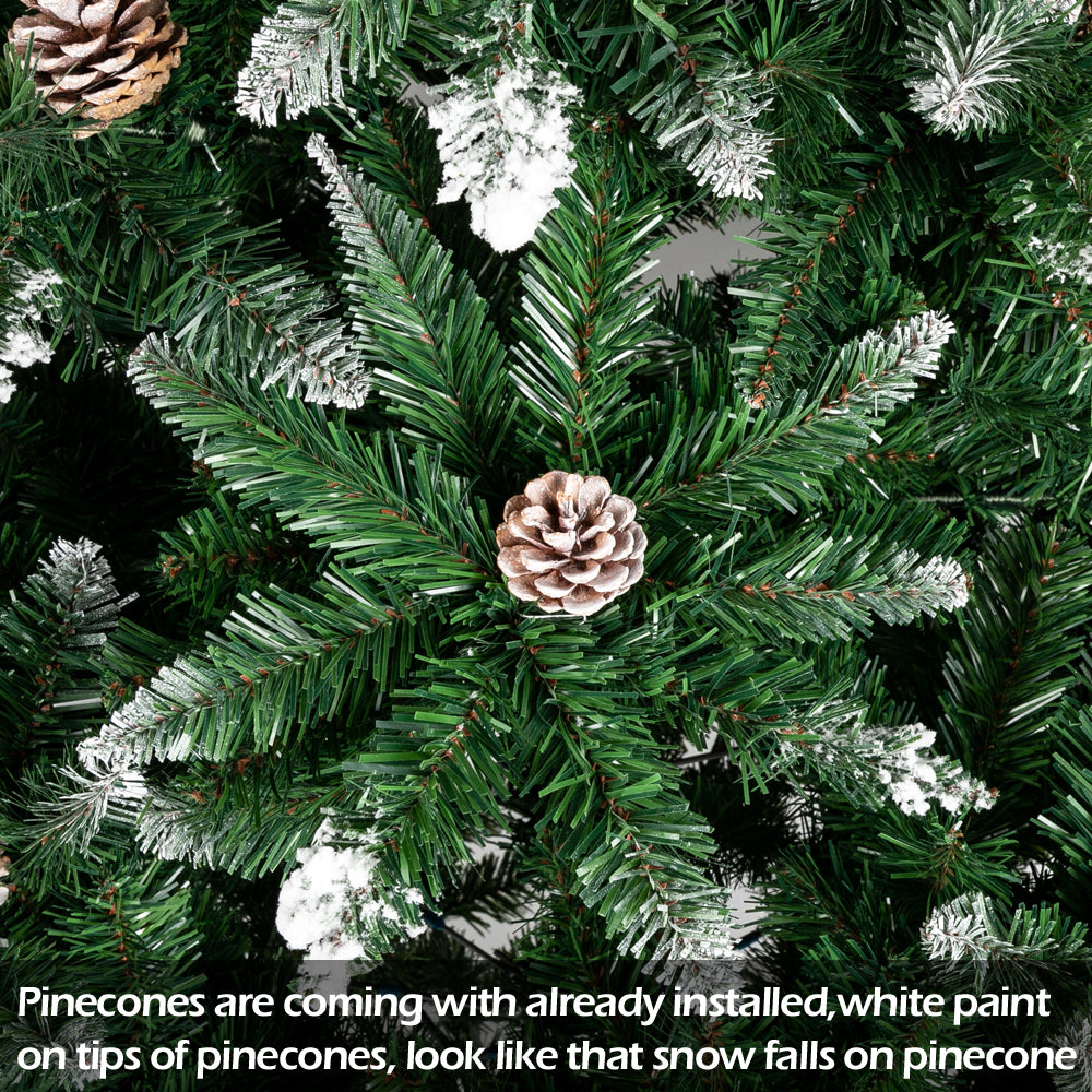 Christmas Tree 7FT 1350 Branch Flocking Spray White Tree Plus Pine Cone - DirectlyPersonalised