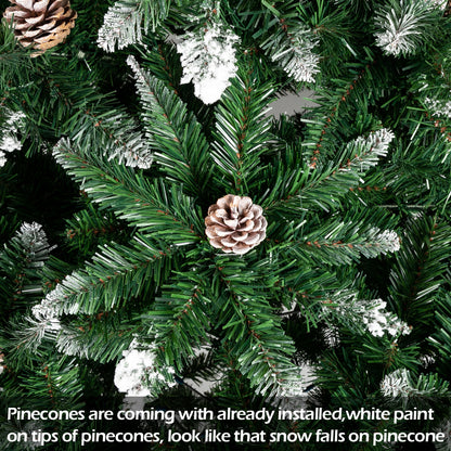 Christmas Tree 7FT 1350 Branch Flocking Spray White Tree Plus Pine Cone - DirectlyPersonalised