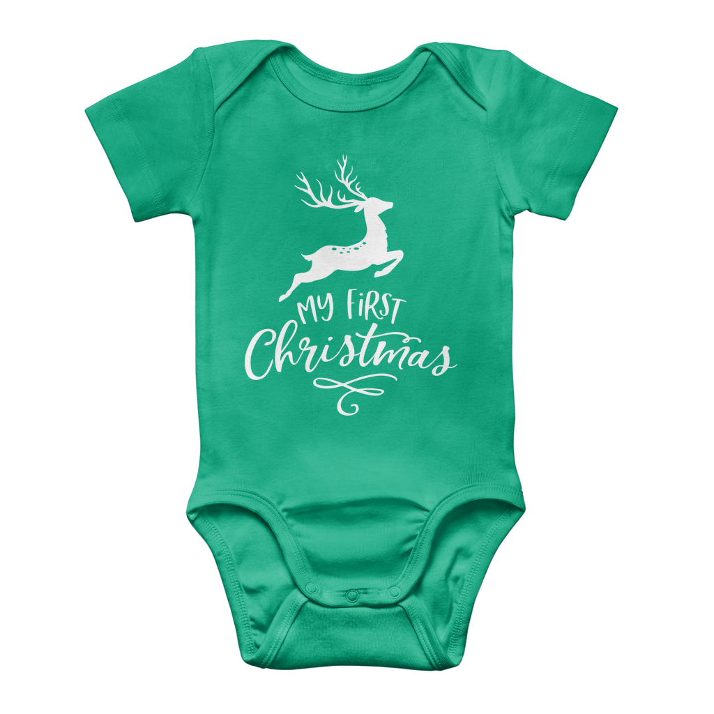 My First Christmas White Classic Baby Onesie Bodysuit - DirectlyPersonalised