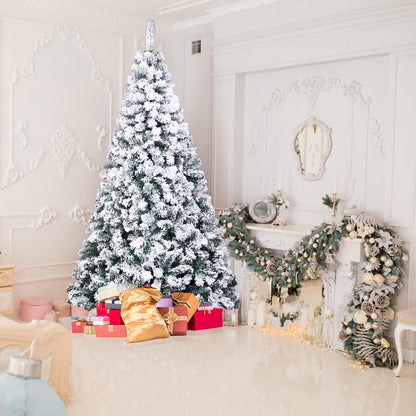 7ft PVC Flocking Christmas Tree 1300 Branches Spread Out Natural Tree - DirectlyPersonalised