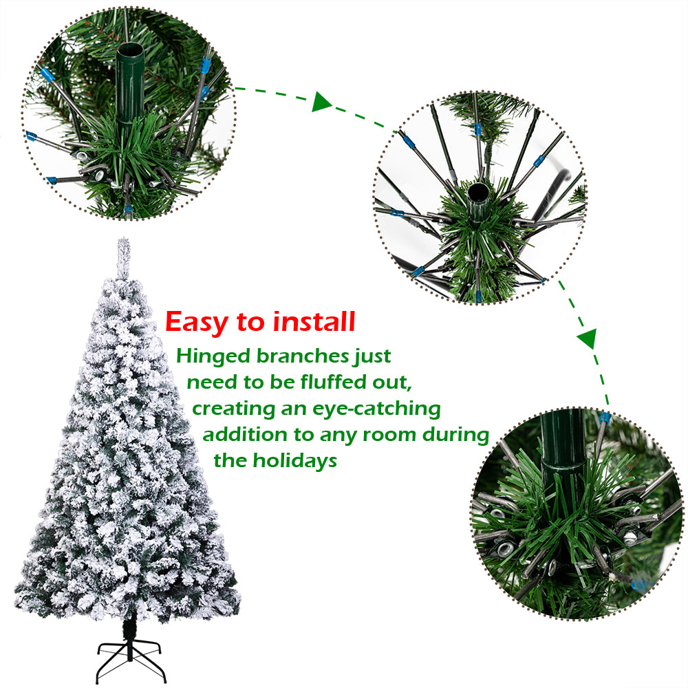 7ft PVC Flocking Christmas Tree 1300 Branches Spread Out Natural Tree - DirectlyPersonalised