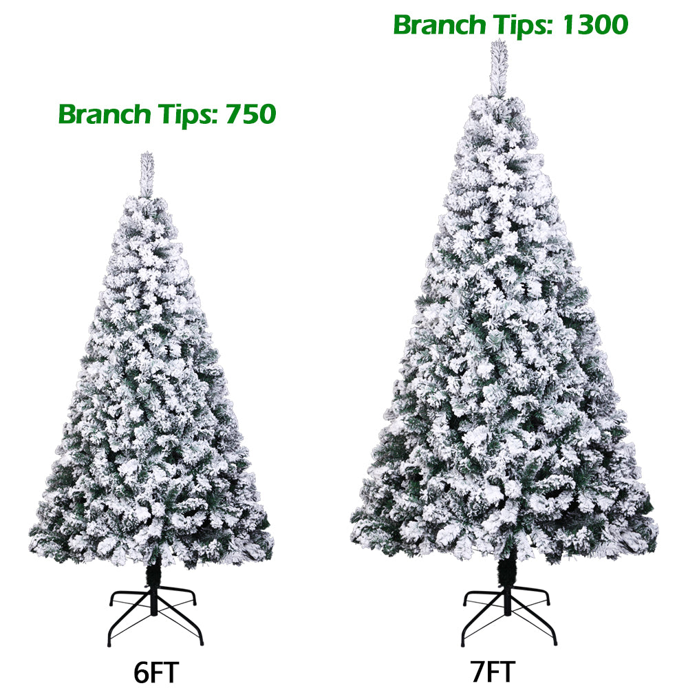 7ft PVC Flocking Christmas Tree 1300 Branches Spread Out Natural Tree - DirectlyPersonalised