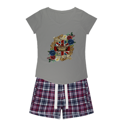 GOD SAVE THE KING Women's Sleepy Tee and Flannel Short - DirectlyPersonalised