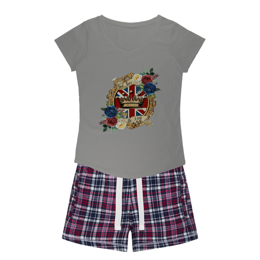 GOD SAVE THE KING Women's Sleepy Tee and Flannel Short - DirectlyPersonalised