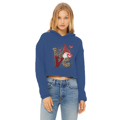 Ladies Valentine Design Ladies Cropped Raw Edge Hoodie - DirectlyPersonalised