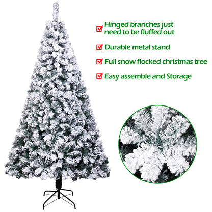 7ft PVC Flocking Christmas Tree 1300 Branches Spread Out Natural Tree - DirectlyPersonalised