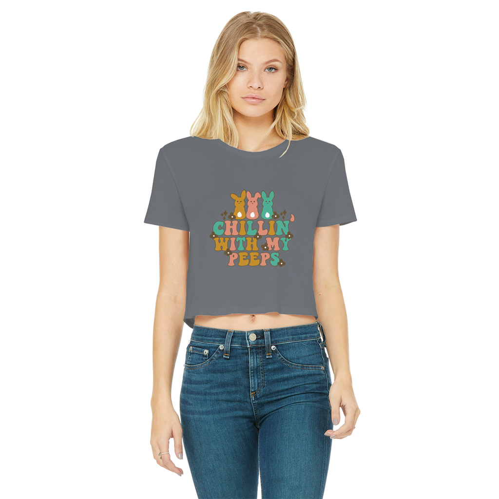 Chillin with my peeps Classic Women's Cropped Raw Edge T-Shirt - DirectlyPersonalised
