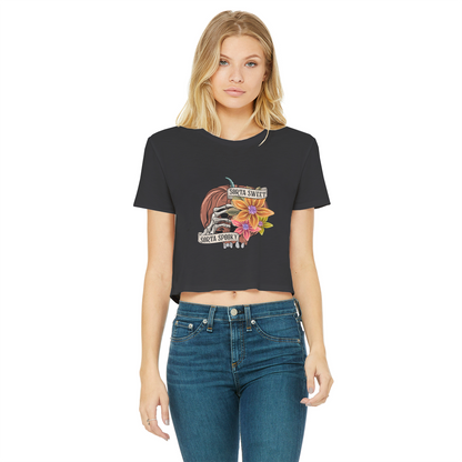 SORTA SWEET - SORTA SPOOKY Classic Women's Cropped Raw Edge T-Shirt - DirectlyPersonalised
