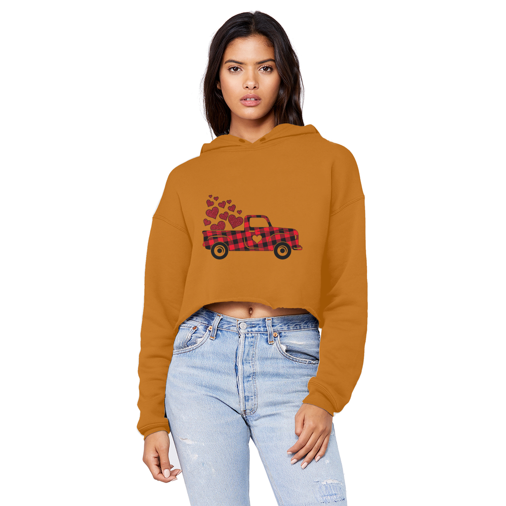 Love Truck Unisex Cropped Raw Edge Boyfriend Hoodie - DirectlyPersonalised