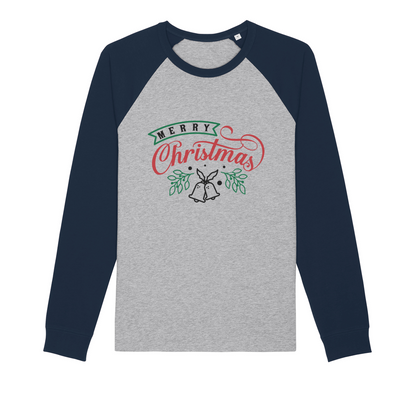 Merry Christmas Organic Raglan Long Sleeve Shirt