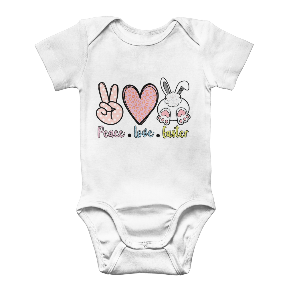 PEACE LOVE EASTER Classic Baby Onesie Bodysuit - DirectlyPersonalised