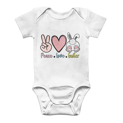 PEACE LOVE EASTER Classic Baby Onesie Bodysuit - DirectlyPersonalised