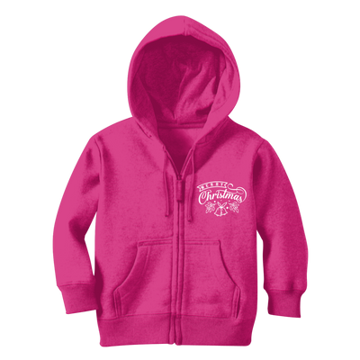 Merry Christmas White Classic Kids Zip Hoodie