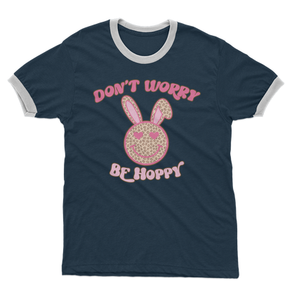 Don't worry be 'happy' Adult Ringer T-Shirt - DirectlyPersonalised