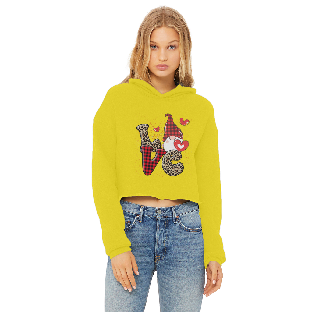 Ladies Valentine Design Ladies Cropped Raw Edge Hoodie - DirectlyPersonalised