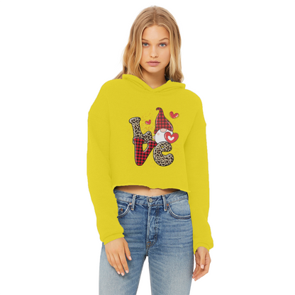 Ladies Valentine Design Ladies Cropped Raw Edge Hoodie - DirectlyPersonalised