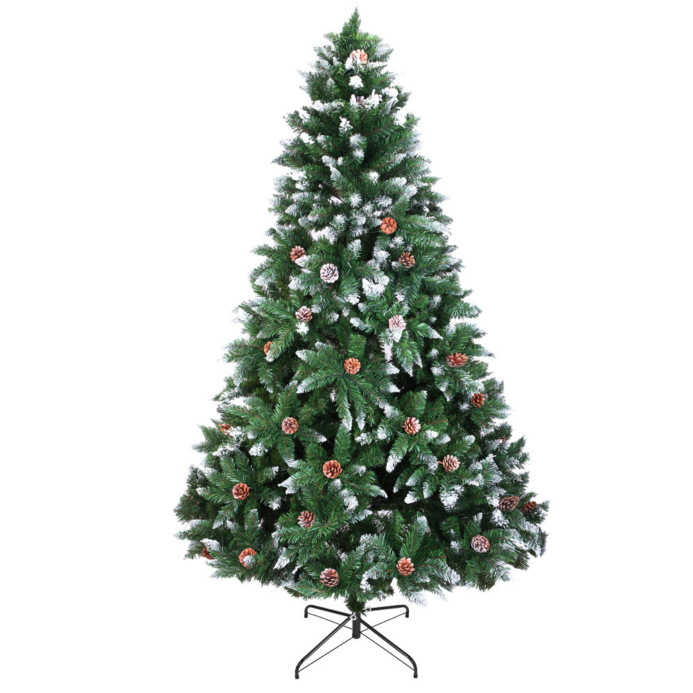 Christmas Tree 7FT 1350 Branch Flocking Spray White Tree Plus Pine Cone - DirectlyPersonalised