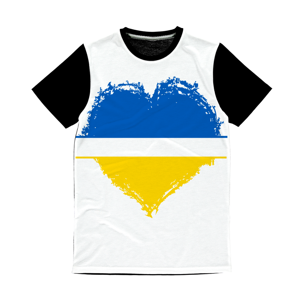 HEARTS WITH UKRAINE Classic Sublimation Panel T-Shirt - DirectlyPersonalised