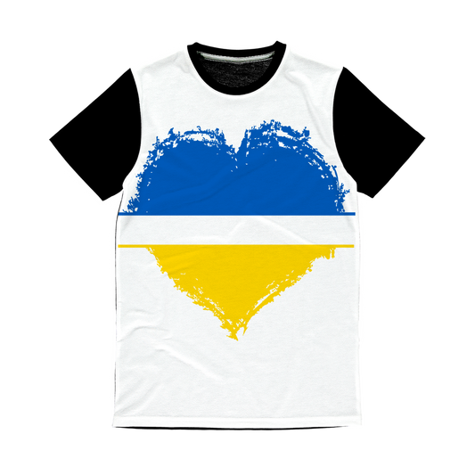 HEARTS WITH UKRAINE Classic Sublimation Panel T-Shirt - DirectlyPersonalised