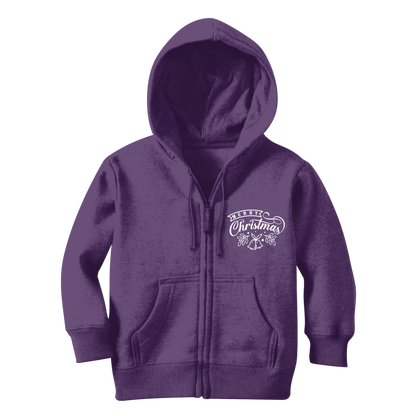 Merry Christmas White Classic Kids Zip Hoodie