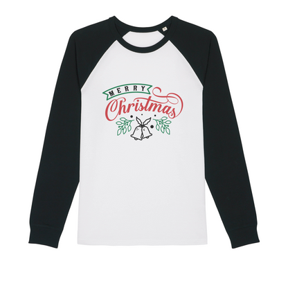 Merry Christmas Organic Raglan Long Sleeve Shirt