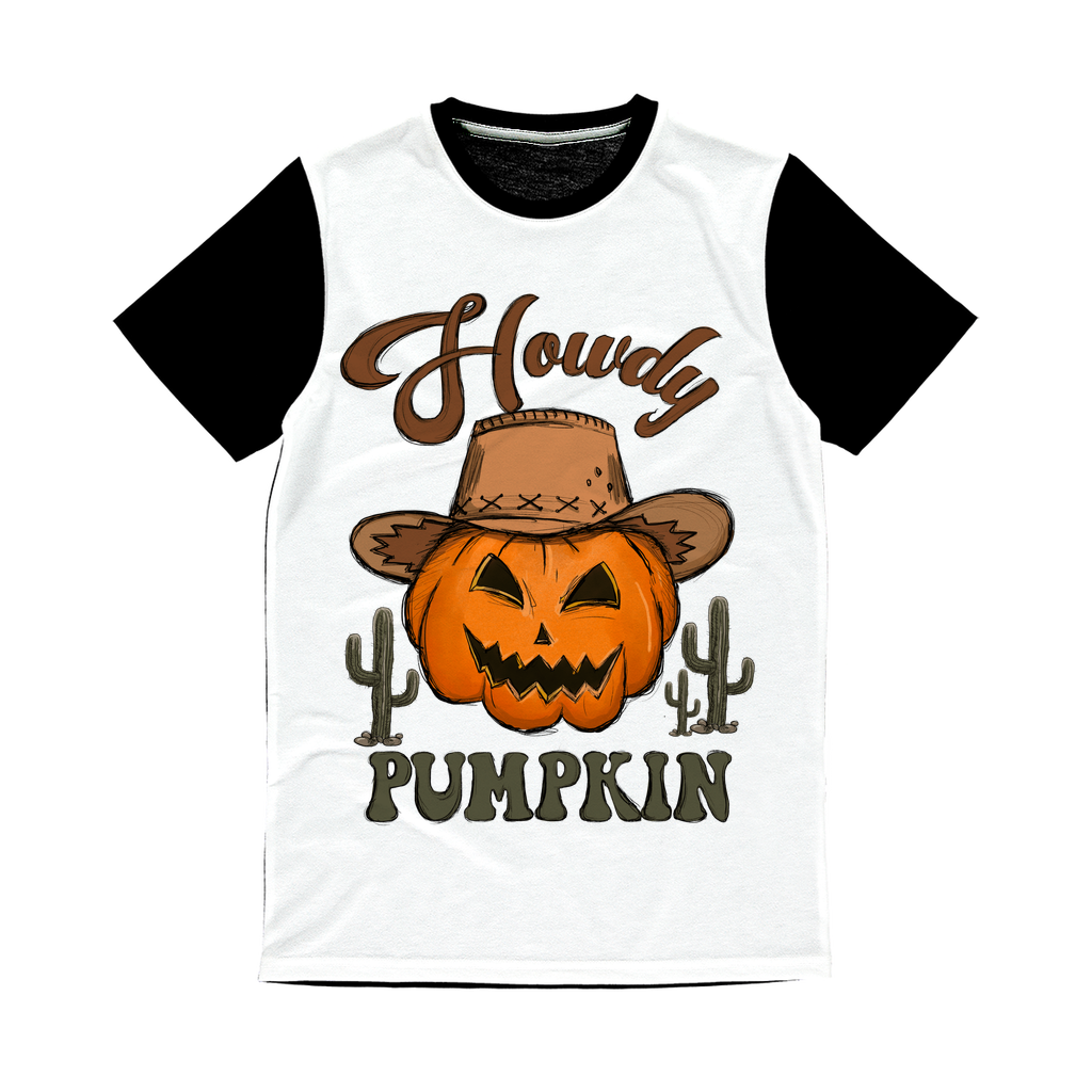 HOWDY PUMPKIN Classic Sublimation Panel T-Shirt