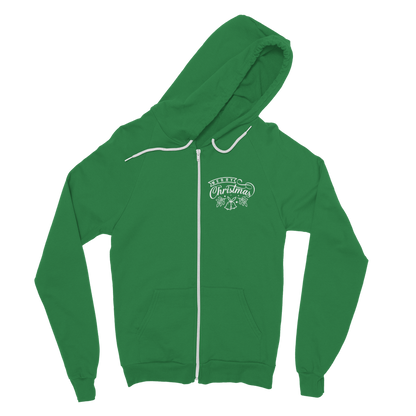 Merry Christmas White Classic Adult Zip Hoodie