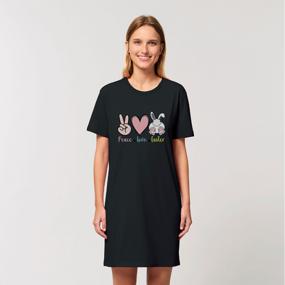 PEACE LOVE EASTER Organic T-Shirt Dress - DirectlyPersonalised