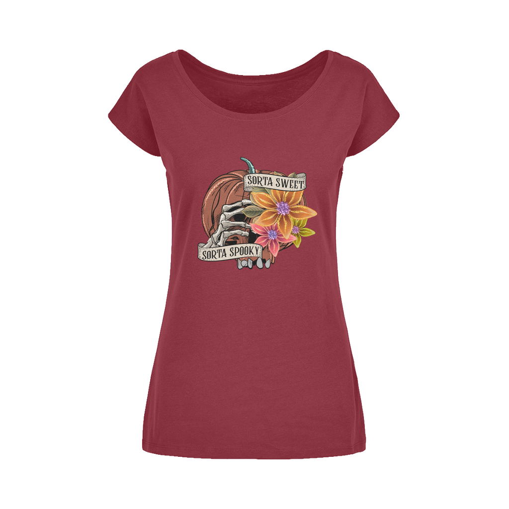 SORTA SWEET - SORTA SPOOKY Wide Neck Womens T-Shirt XS-5XL - DirectlyPersonalised
