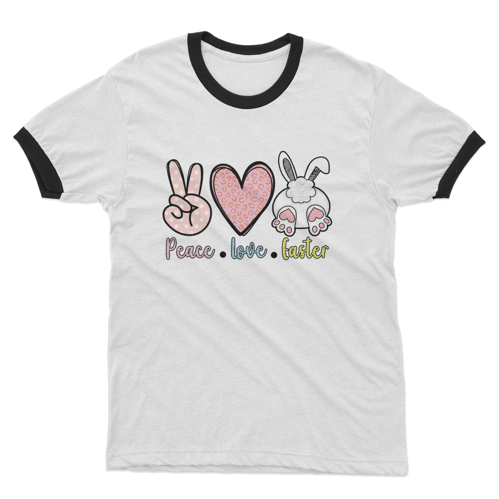 PEACE LOVE EASTER Adult Ringer T-Shirt - DirectlyPersonalised