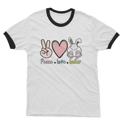 PEACE LOVE EASTER Adult Ringer T-Shirt - DirectlyPersonalised
