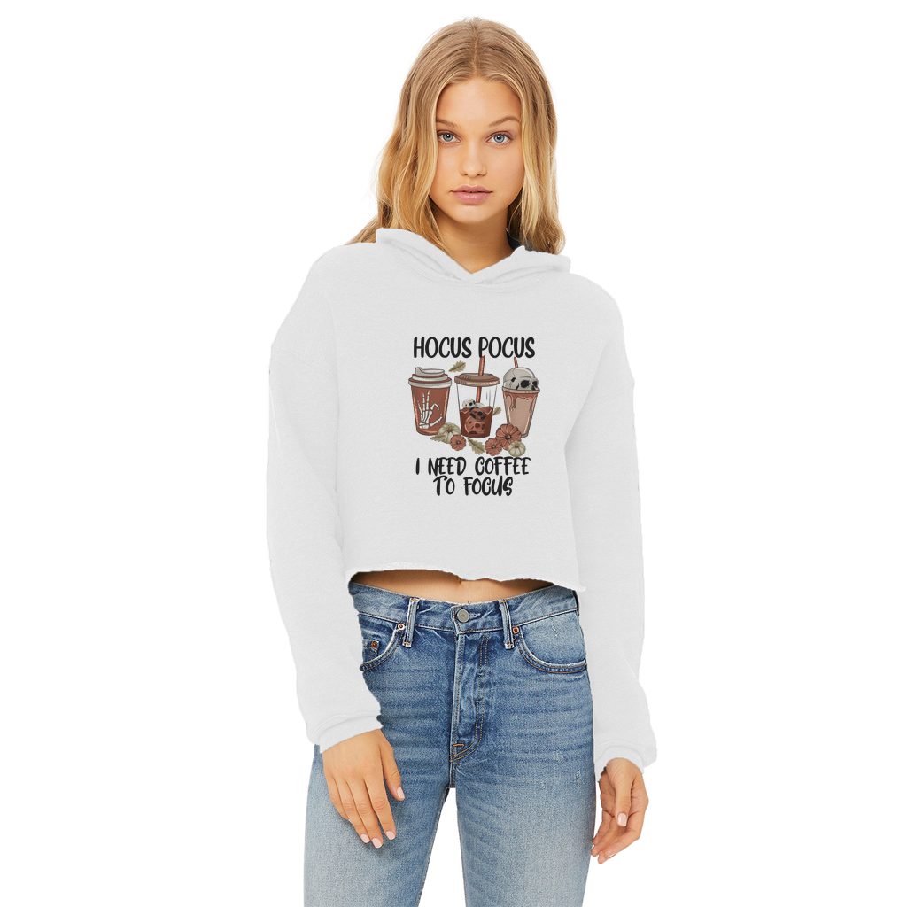 HOCUS POCUS -COFFEE DESIGN Ladies Cropped Raw Edge Hoodie - DirectlyPersonalised