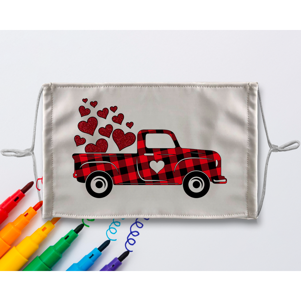 Love Truck Sublimation Colouring Face Mask - DirectlyPersonalised