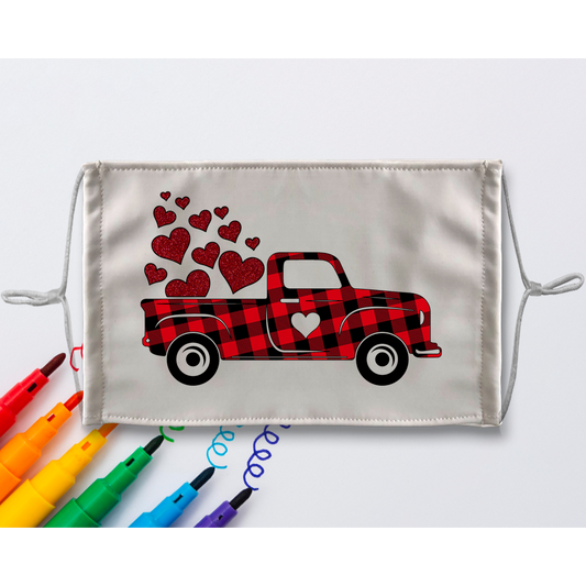 Love Truck Sublimation Colouring Face Mask - DirectlyPersonalised