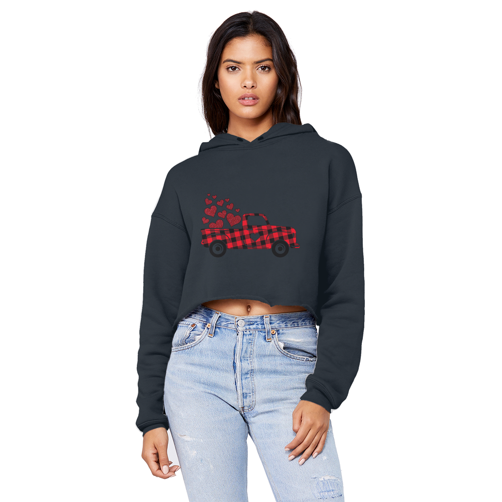 Love Truck Unisex Cropped Raw Edge Boyfriend Hoodie - DirectlyPersonalised