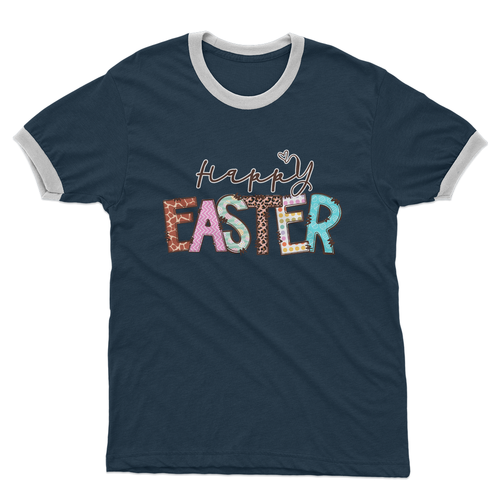 Happy Easter Adult Ringer T-Shirt - DirectlyPersonalised