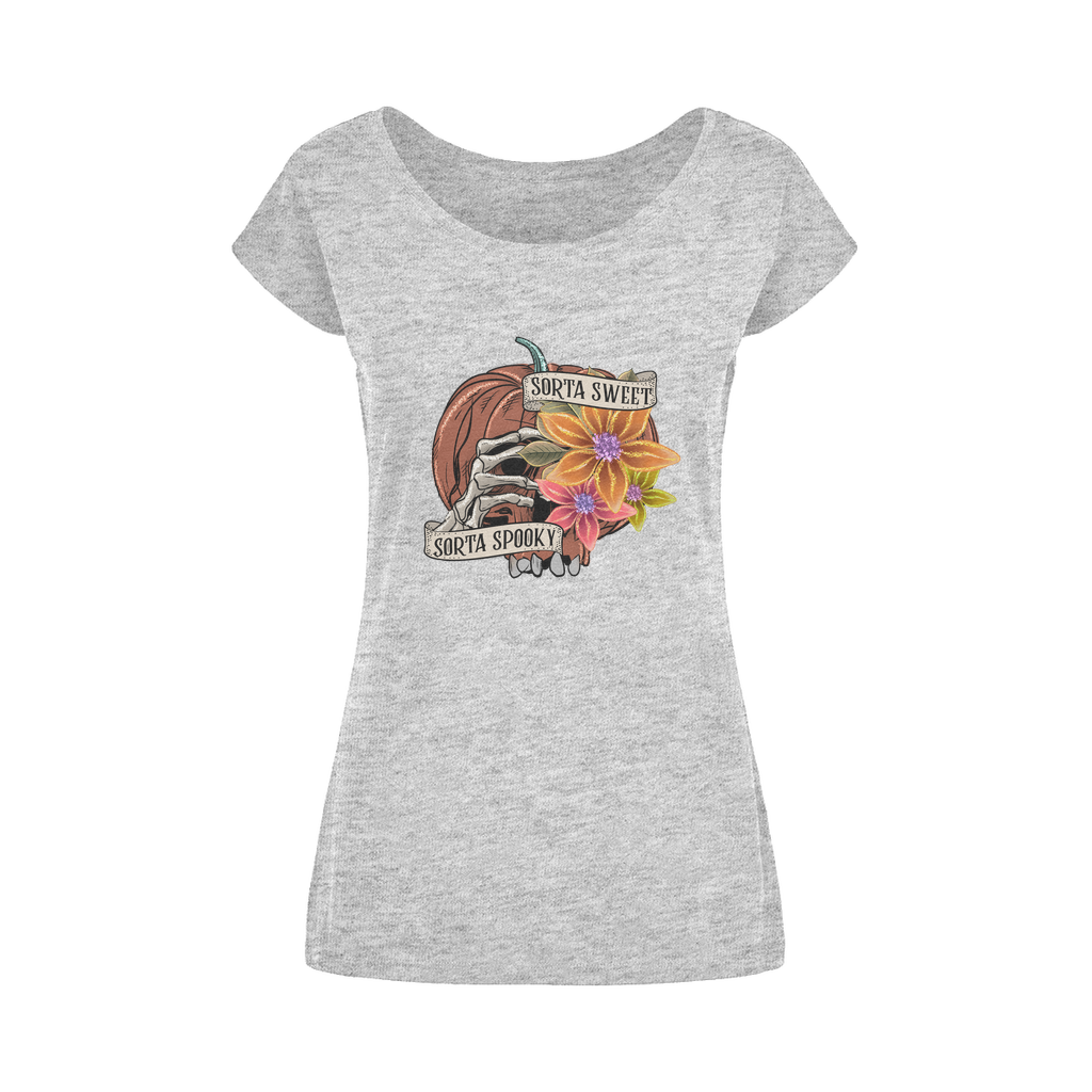 SORTA SWEET - SORTA SPOOKY Wide Neck Womens T-Shirt XS-5XL - DirectlyPersonalised