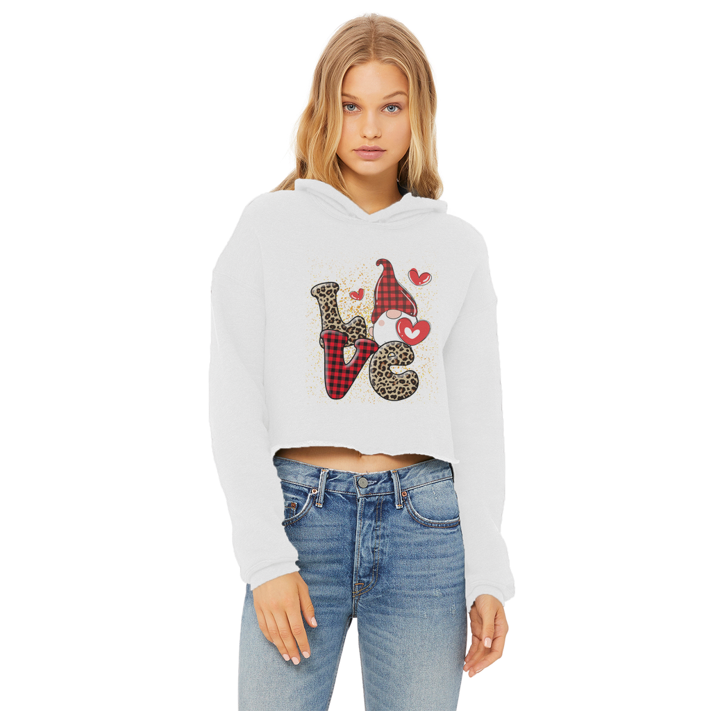 Ladies Valentine Design Ladies Cropped Raw Edge Hoodie - DirectlyPersonalised