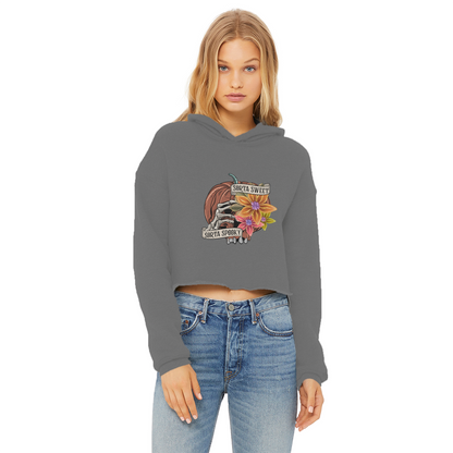 SORTA SWEET - SORTA SPOOKY Ladies Cropped Raw Edge Hoodie - DirectlyPersonalised