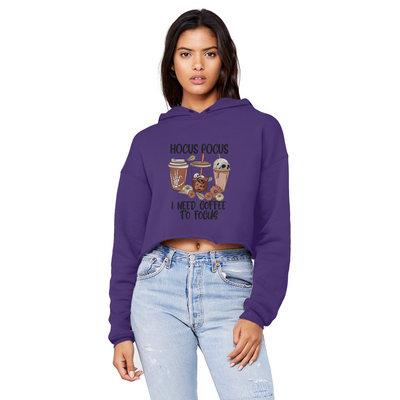 HOCUS POCUS -COFFEE DESIGN Unisex Cropped Raw Edge Boyfriend Hoodie