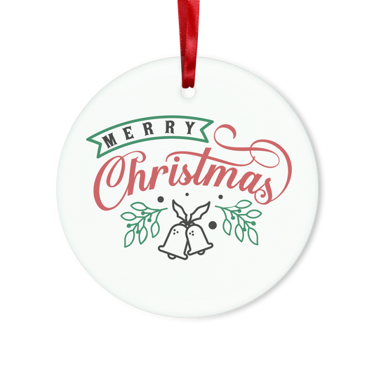 Merry Christmas Glass Hanging Ornament