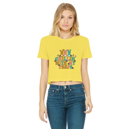 Chillin with my peeps Classic Women's Cropped Raw Edge T-Shirt - DirectlyPersonalised