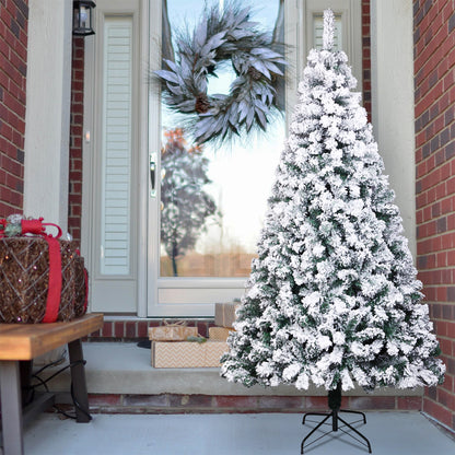 7ft PVC Flocking Christmas Tree 1300 Branches Spread Out Natural Tree - DirectlyPersonalised