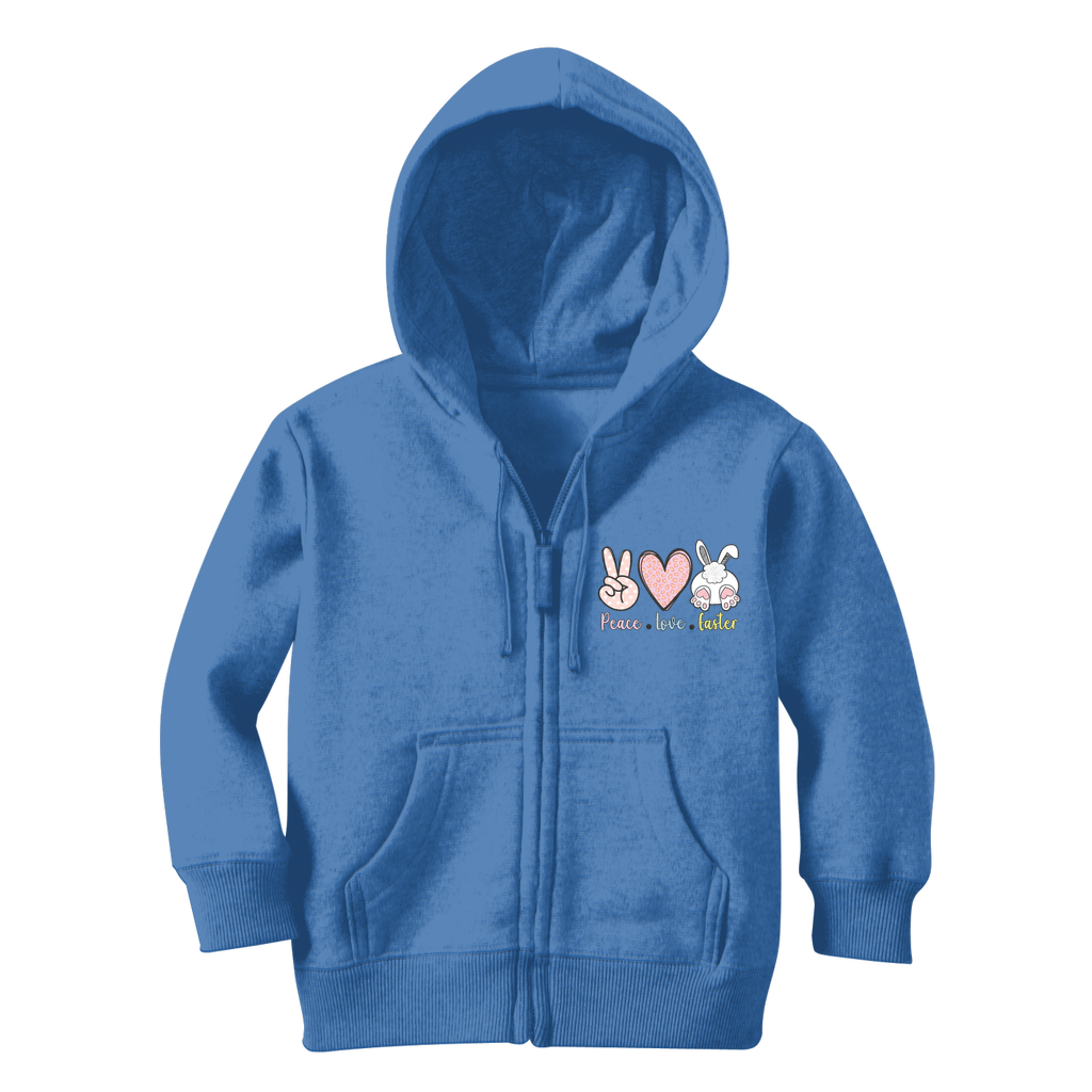 PEACE LOVE EASTER Classic Kids Zip Hoodie - DirectlyPersonalised