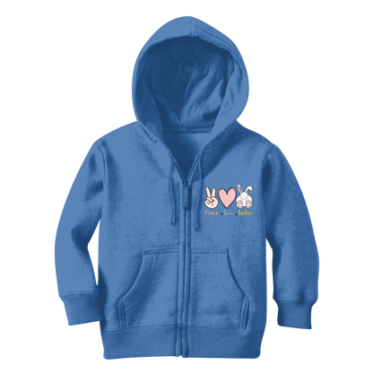 PEACE LOVE EASTER Classic Kids Zip Hoodie - DirectlyPersonalised