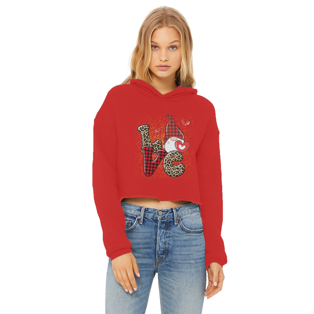 Ladies Valentine Design Ladies Cropped Raw Edge Hoodie - DirectlyPersonalised
